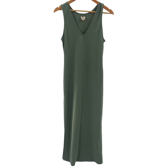 Open Edit Wear Two Ways V-Neck Sleeveless Knit Midi Dress in Green Agave Size XS - Picture 2 of 12